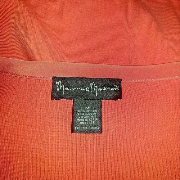 Mercer & Madison Cardigan Peach Womens Size Medium Cotton Tie Front - Picture 4 of 6